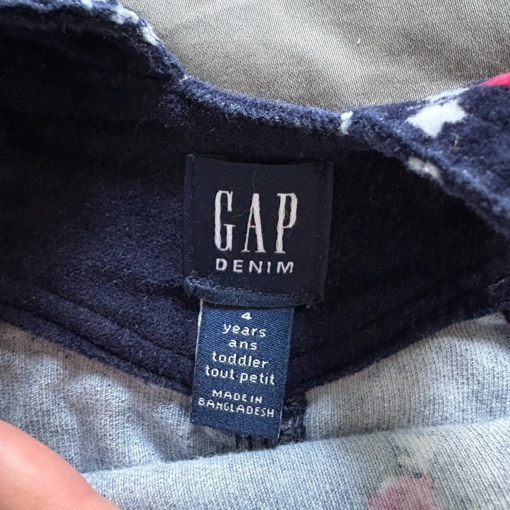 GAP Velvety Denim Overalls with Floral Accents - Picture 3 of 5